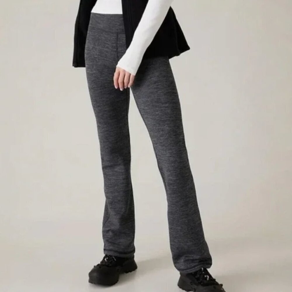 NWT Athleta Polartec Power Stretch Flare Pants in Charcoal Grey Heather, size XS